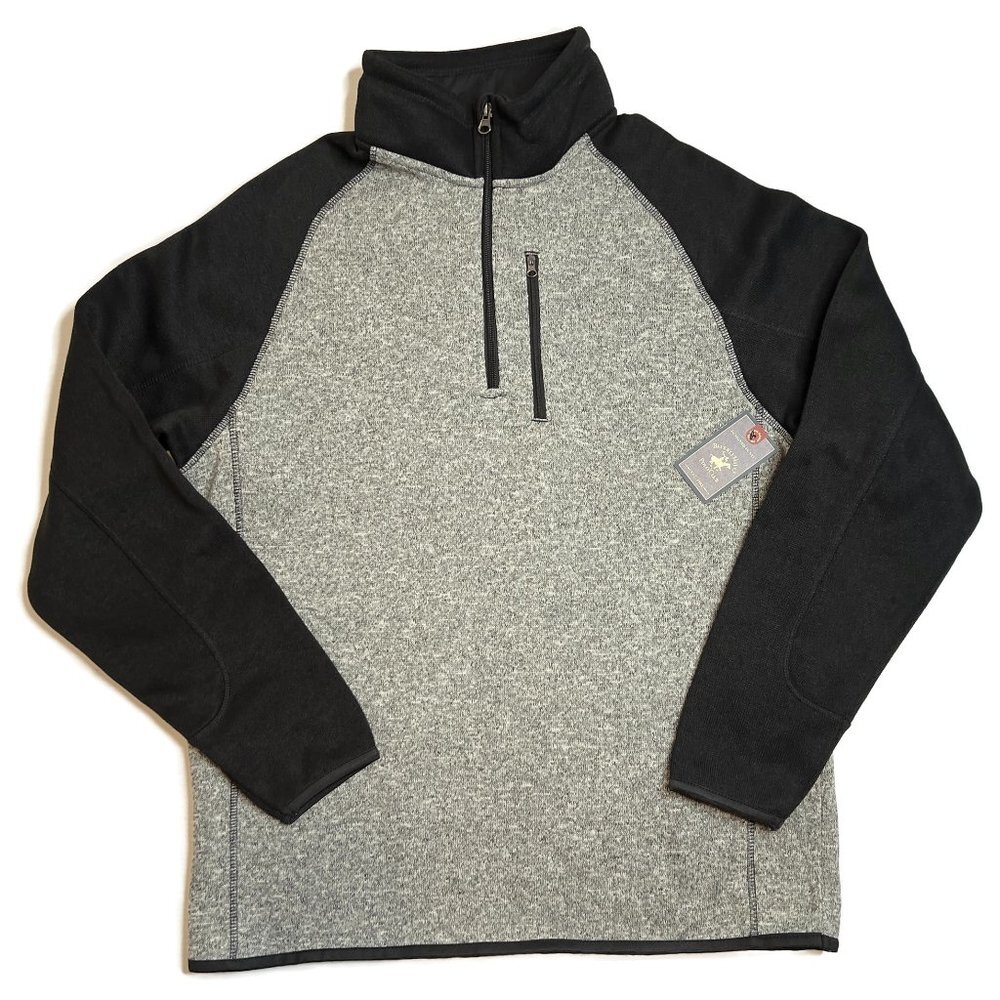 Beverly Hills Polo Club 1/4 Zip Fleece Pullover Mens Medium NWT Gray Black